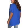imageSAMPEEL Womens V Neck T Shirts Casual Rolled Short Sleeve Side Split Summer Tops Loose FitBlue