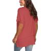 imageSAMPEEL Womens V Neck T Shirts Casual Rolled Short Sleeve Side Split Summer Tops Loose FitBrickred