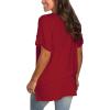 imageSAMPEEL Womens V Neck T Shirts Casual Rolled Short Sleeve Side Split Summer Tops Loose FitBurgundy