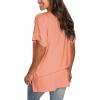 imageSAMPEEL Womens V Neck T Shirts Casual Rolled Short Sleeve Side Split Summer Tops Loose FitCoral