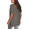 imageSAMPEEL Womens V Neck T Shirts Casual Rolled Short Sleeve Side Split Summer Tops Loose FitDarkgray