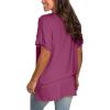 imageSAMPEEL Womens V Neck T Shirts Casual Rolled Short Sleeve Side Split Summer Tops Loose FitFuchsia