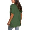 imageSAMPEEL Womens V Neck T Shirts Casual Rolled Short Sleeve Side Split Summer Tops Loose FitGreen