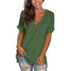 imageSAMPEEL Womens V Neck T Shirts Casual Rolled Short Sleeve Side Split Summer Tops Loose FitGreen