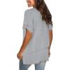 imageSAMPEEL Womens V Neck T Shirts Casual Rolled Short Sleeve Side Split Summer Tops Loose FitGrey
