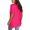 imageSAMPEEL Womens V Neck T Shirts Casual Rolled Short Sleeve Side Split Summer Tops Loose FitHot Pink