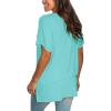 imageSAMPEEL Womens V Neck T Shirts Casual Rolled Short Sleeve Side Split Summer Tops Loose FitLakegreen