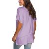 imageSAMPEEL Womens V Neck T Shirts Casual Rolled Short Sleeve Side Split Summer Tops Loose FitMauve
