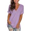 imageSAMPEEL Womens V Neck T Shirts Casual Rolled Short Sleeve Side Split Summer Tops Loose FitMauve