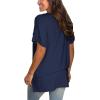 imageSAMPEEL Womens V Neck T Shirts Casual Rolled Short Sleeve Side Split Summer Tops Loose FitNavy Blue