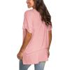 imageSAMPEEL Womens V Neck T Shirts Casual Rolled Short Sleeve Side Split Summer Tops Loose FitPink