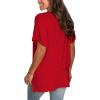 imageSAMPEEL Womens V Neck T Shirts Casual Rolled Short Sleeve Side Split Summer Tops Loose FitRed