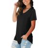 imageSAMPEEL Womens V Neck TShirts Casual Summer Loose Fit Short Sleeve Tops Basic TeesBlack