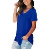 imageSAMPEEL Womens V Neck TShirts Casual Summer Loose Fit Short Sleeve Tops Basic TeesBlue