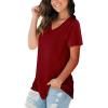 imageSAMPEEL Womens V Neck TShirts Casual Summer Loose Fit Short Sleeve Tops Basic TeesBurgundy