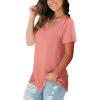 imageSAMPEEL Womens V Neck TShirts Casual Summer Loose Fit Short Sleeve Tops Basic TeesCoral