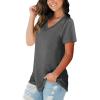 imageSAMPEEL Womens V Neck TShirts Casual Summer Loose Fit Short Sleeve Tops Basic TeesDeep Grey