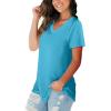 imageSAMPEEL Womens V Neck TShirts Casual Summer Loose Fit Short Sleeve Tops Basic TeesLakeblue