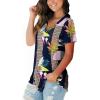 imageSAMPEEL Womens V Neck TShirts Casual Summer Loose Fit Short Sleeve Tops Basic TeesLeaf Blue
