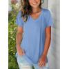imageSAMPEEL Womens V Neck TShirts Casual Summer Loose Fit Short Sleeve Tops Basic TeesLight Blue