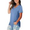 imageSAMPEEL Womens V Neck TShirts Casual Summer Loose Fit Short Sleeve Tops Basic TeesLight Blue