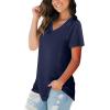 imageSAMPEEL Womens V Neck TShirts Casual Summer Loose Fit Short Sleeve Tops Basic TeesNavyblue