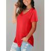 imageSAMPEEL Womens V Neck TShirts Casual Summer Loose Fit Short Sleeve Tops Basic TeesRed