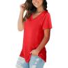 imageSAMPEEL Womens V Neck TShirts Casual Summer Loose Fit Short Sleeve Tops Basic TeesRed