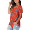imageSAMPEEL Womens V Neck TShirts Casual Summer Loose Fit Short Sleeve Tops Basic TeesRed Floral