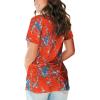 imageSAMPEEL Womens V Neck TShirts Casual Summer Loose Fit Short Sleeve Tops Basic TeesRed Floral