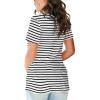imageSAMPEEL Womens V Neck TShirts Casual Summer Loose Fit Short Sleeve Tops Basic TeesStripe Black