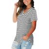 imageSAMPEEL Womens V Neck TShirts Casual Summer Loose Fit Short Sleeve Tops Basic TeesStripe Black
