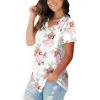 imageSAMPEEL Womens V Neck TShirts Casual Summer Loose Fit Short Sleeve Tops Basic TeesWhite Floral