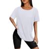 imageSAMPEEL Womens Workout Tops Oversized T Shirts Loose Fit Crewneck Short Sleeve Summer Sun Protection UPF 50All White