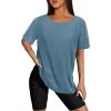 imageSAMPEEL Womens Workout Tops Oversized T Shirts Loose Fit Crewneck Short Sleeve Summer Sun Protection UPF 50Blue