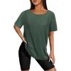 imageSAMPEEL Womens Workout Tops Oversized T Shirts Loose Fit Crewneck Short Sleeve Summer Sun Protection UPF 50Green