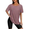 imageSAMPEEL Womens Workout Tops Oversized T Shirts Loose Fit Crewneck Short Sleeve Summer Sun Protection UPF 50Pink