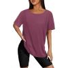 imageSAMPEEL Womens Workout Tops Oversized T Shirts Loose Fit Crewneck Short Sleeve Summer Sun Protection UPF 50Purple Pink