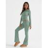imageTrendy Queen Lounge Sets For Women 2 Piece Outfits Long Sleeve Shirts and Fold Over Yoga Pants Two Piece Workout SetsGrass Green