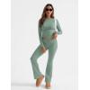 imageTrendy Queen Lounge Sets For Women 2 Piece Outfits Long Sleeve Shirts and Fold Over Yoga Pants Two Piece Workout SetsGrass Green