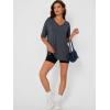 imageTrendy Queen Oversized Tshirts for Women Workout Plus Size Tops V Neck Short Sleeve Gym Shirts Casual Loose Fit Basic TeesBlack Grey