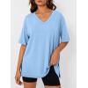 imageTrendy Queen Oversized Tshirts for Women Workout Plus Size Tops V Neck Short Sleeve Gym Shirts Casual Loose Fit Basic TeesSky Blue