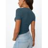 imageTrendy Queen Womens Basic V Neck Short Sleeve T Shirts Slim Fit Crop Y2k Tee 2025 Summer Cute Gym Fashion ClothesHazeblue
