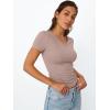 imageTrendy Queen Womens Basic V Neck Short Sleeve T Shirts Slim Fit Crop Y2k Tee 2025 Summer Cute Gym Fashion ClothesNutmeg