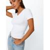 imageTrendy Queen Womens Basic V Neck Short Sleeve T Shirts Slim Fit Crop Y2k Tee 2025 Summer Cute Gym Fashion ClothesWhite