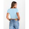 imageTrendy Queen Womens Boat Neck Tops Short Sleeve TShirts Slim Fitted Compression Summer Y2k Basic Clothes 2025Babyblue