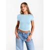 imageTrendy Queen Womens Boat Neck Tops Short Sleeve TShirts Slim Fitted Compression Summer Y2k Basic Clothes 2025Babyblue