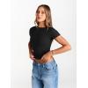 imageTrendy Queen Womens Boat Neck Tops Short Sleeve TShirts Slim Fitted Compression Summer Y2k Basic Clothes 2025Black