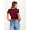 imageTrendy Queen Womens Boat Neck Tops Short Sleeve TShirts Slim Fitted Compression Summer Y2k Basic Clothes 2025Burgundy
