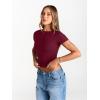 imageTrendy Queen Womens Boat Neck Tops Short Sleeve TShirts Slim Fitted Compression Summer Y2k Basic Clothes 2025Burgundy